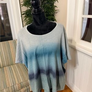 Peruvian Connection Blue Gradient Short Sleeve Top